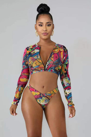 Painting Printed Bathing Suit